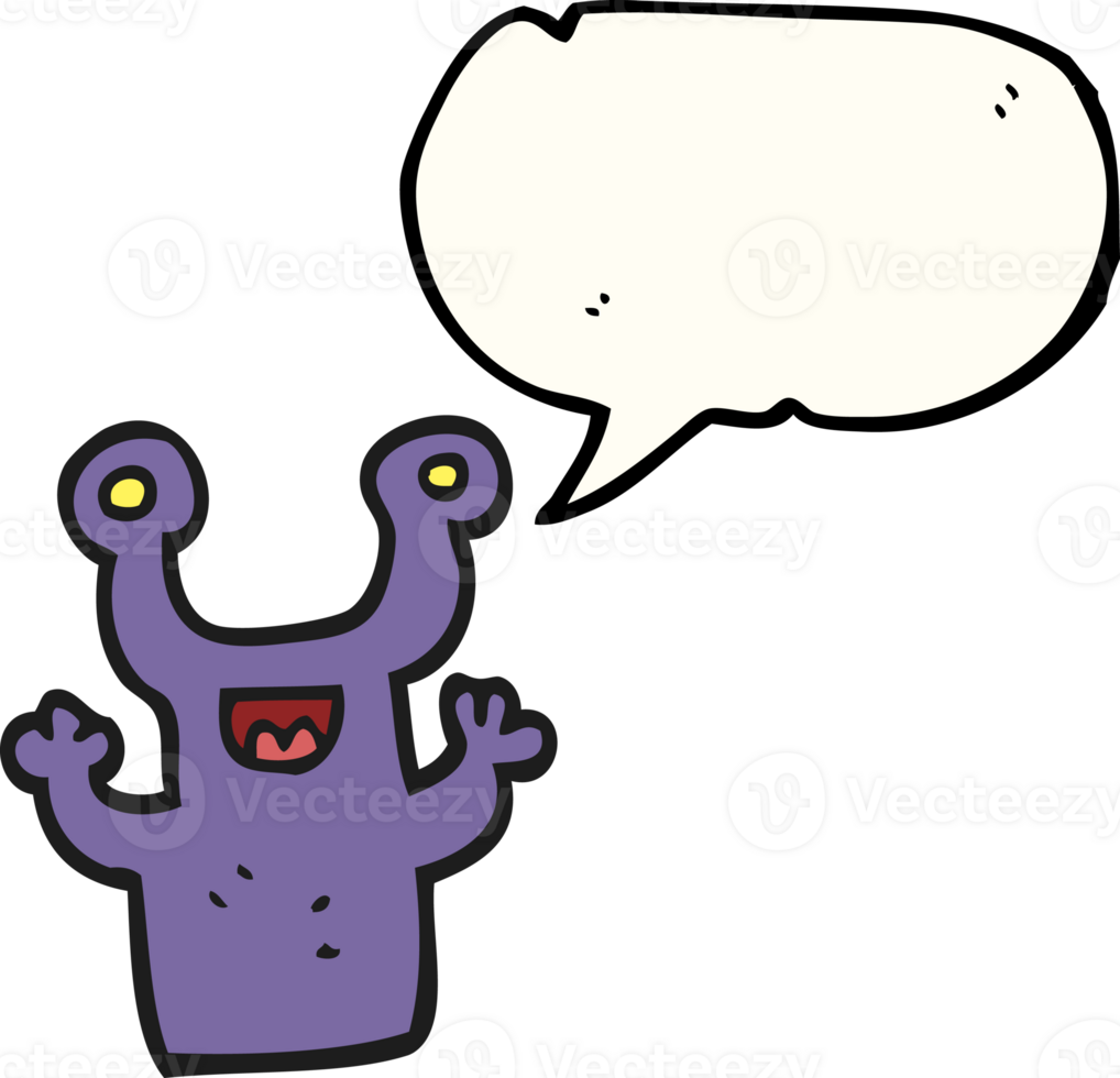 hand drawn speech bubble cartoon little alien png