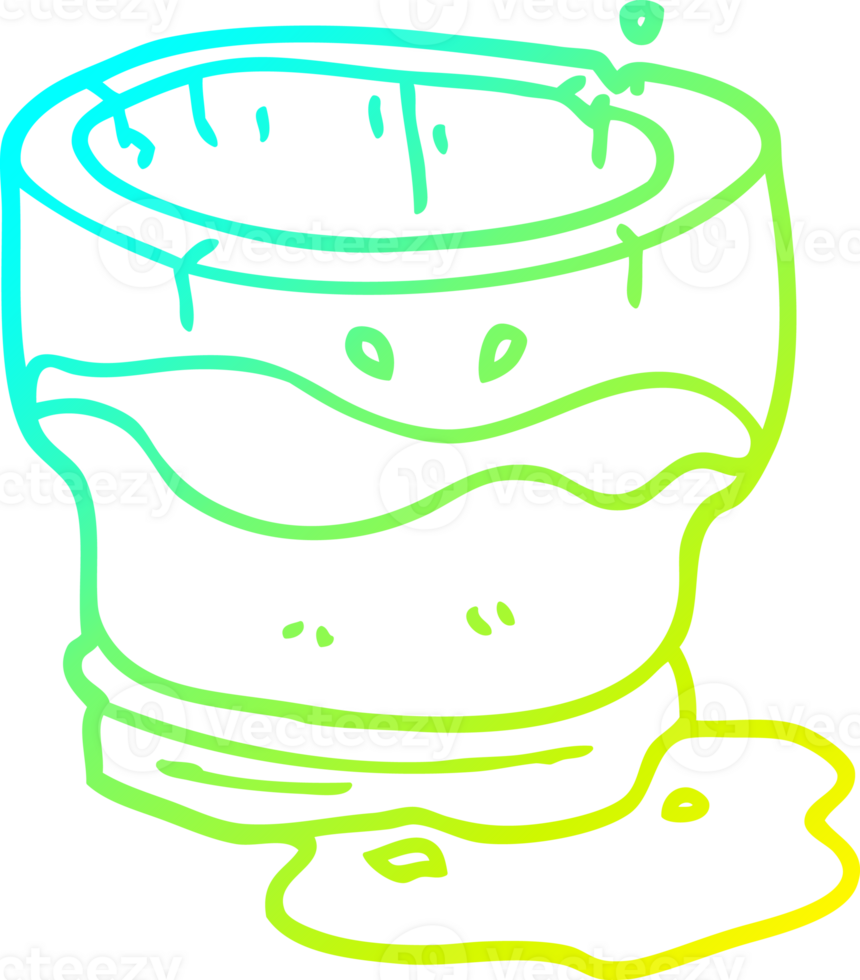 cold gradient line drawing of a cartoon old water glass png