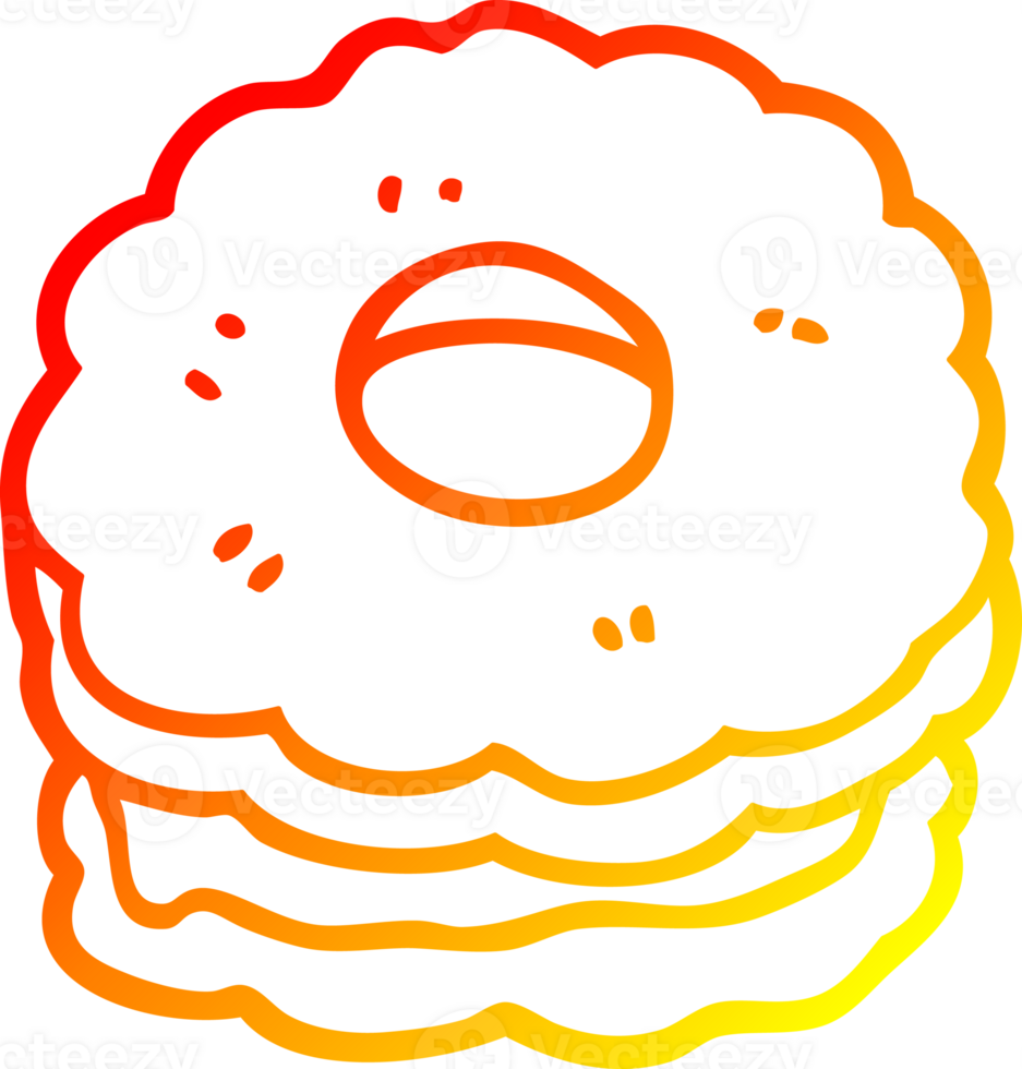 warm gradient line drawing of a cartoon jammy biscuit png
