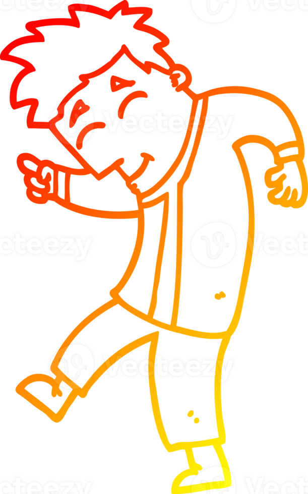 warm gradient line drawing of a cartoon dancing man png