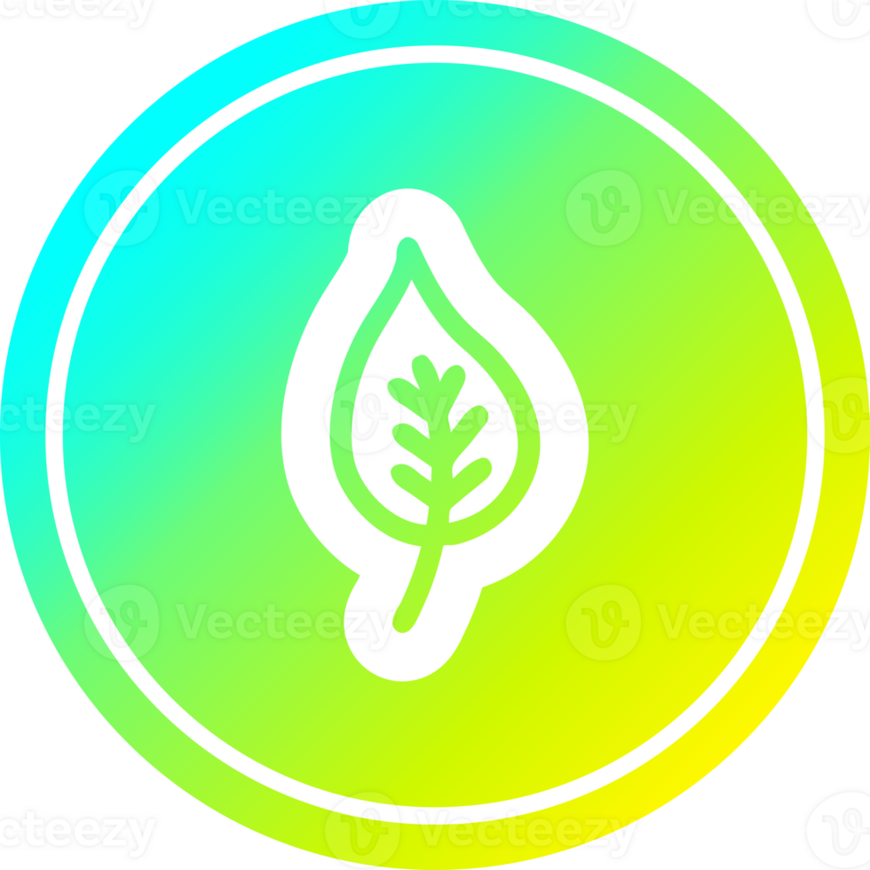 natural leaf circular icon with cool gradient finish png