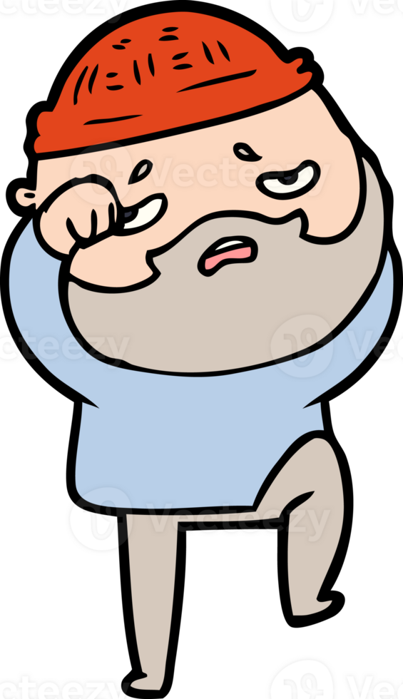 cartoon worried man with beard png