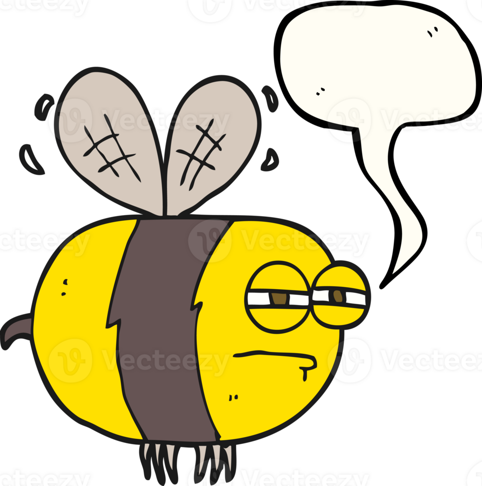 hand drawn speech bubble cartoon unhappy bee png