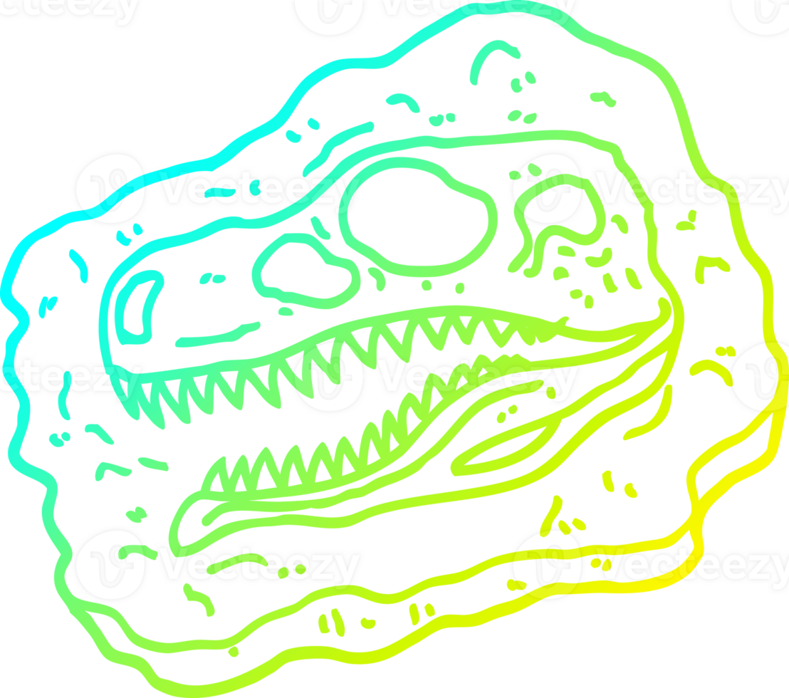 cold gradient line drawing of a cartoon ancient fossil png
