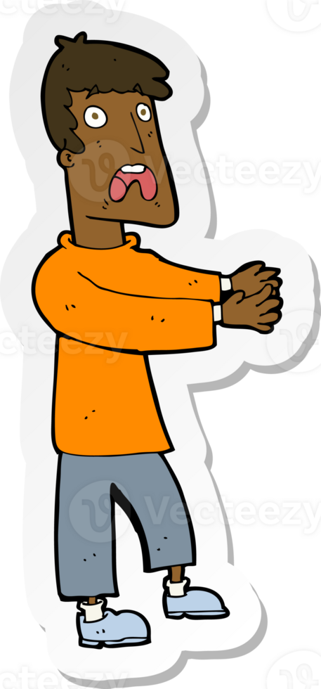 sticker of a cartoon terrified man png