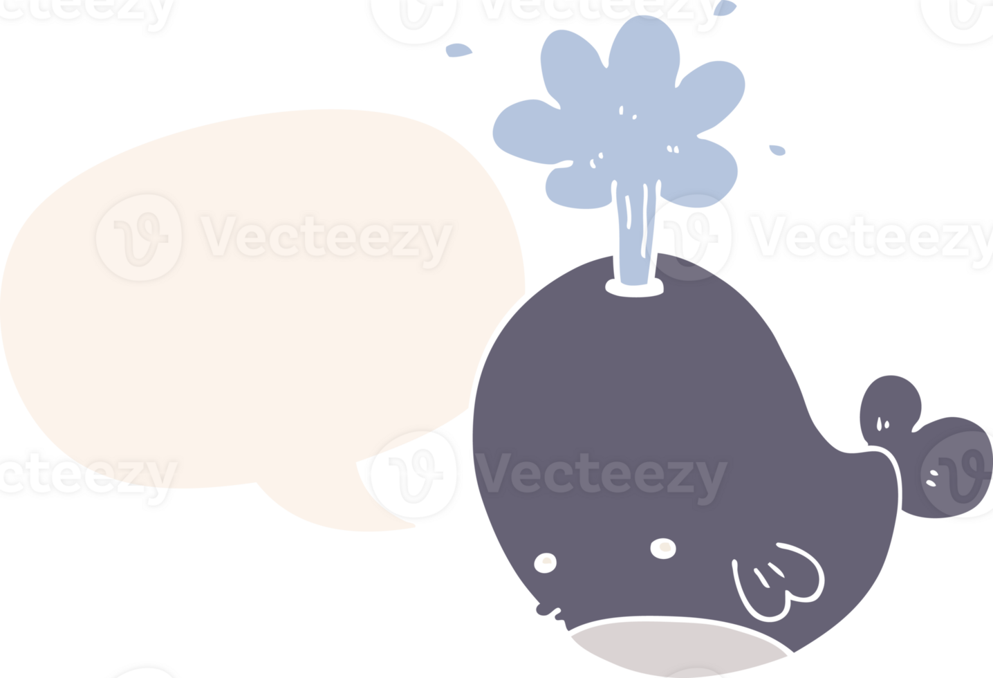 cartoon spouting whale with speech bubble in retro style png