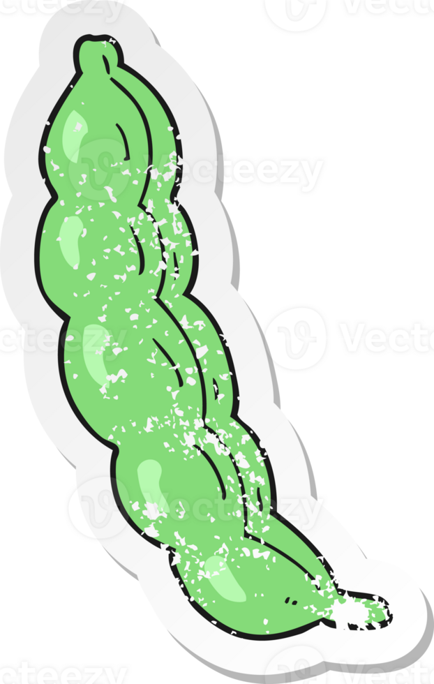 retro distressed sticker of a cartoon peas in pod png