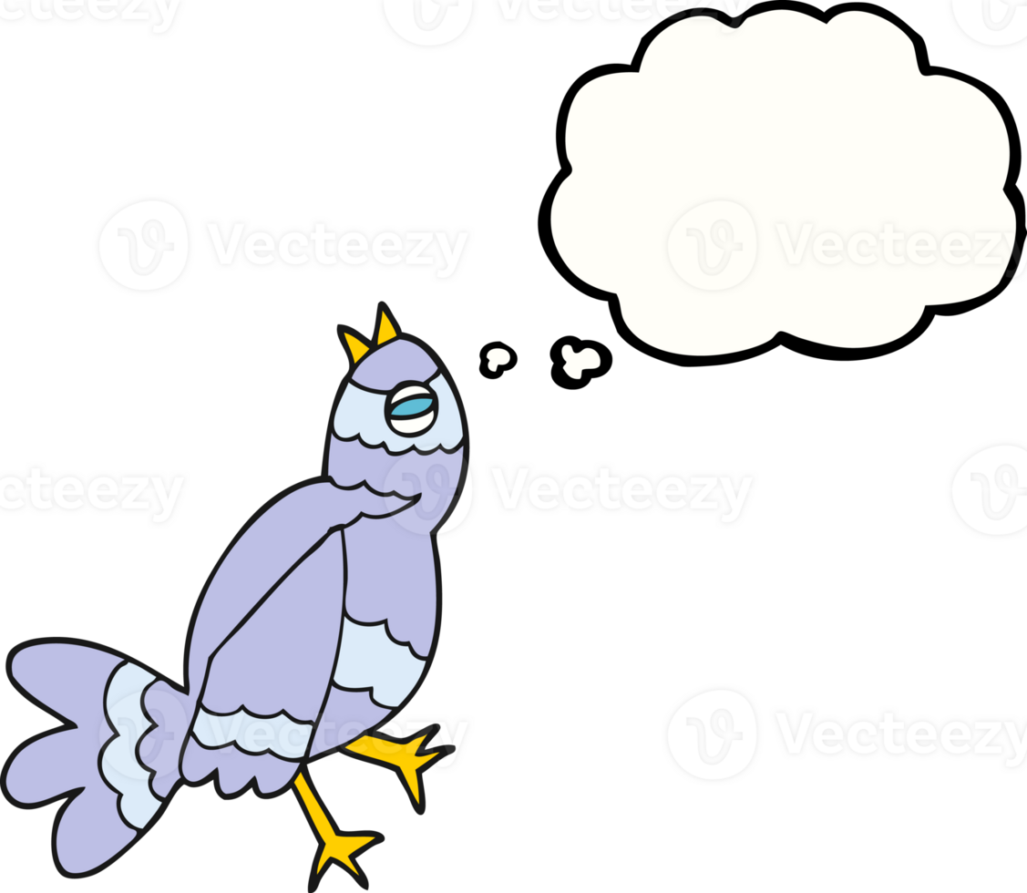 hand drawn thought bubble cartoon bird singing png