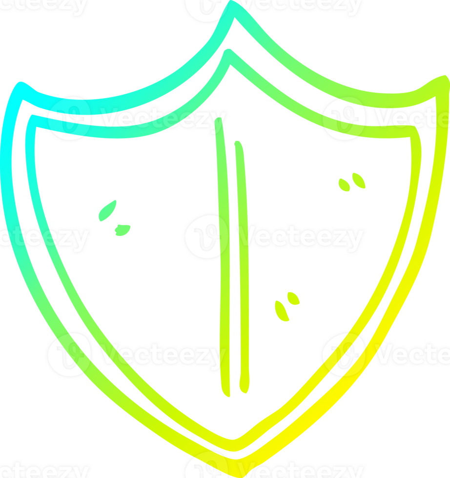 frio gradiente linha desenhando do uma desenho animado escudo png