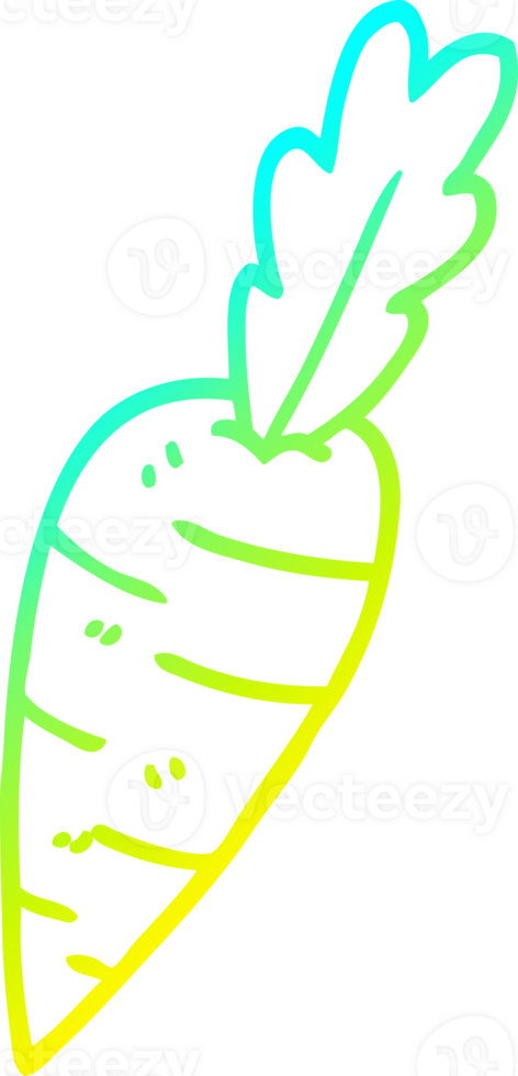cold gradient line drawing of a cartoon organic carrot png