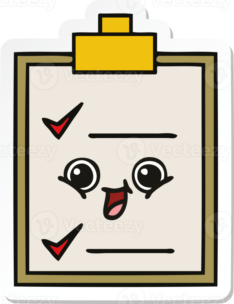 sticker of a cute cartoon check list png