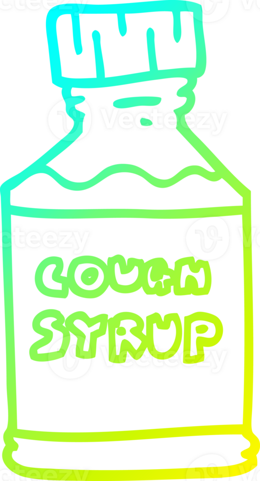 cold gradient line drawing of a cartoon cough syrup png