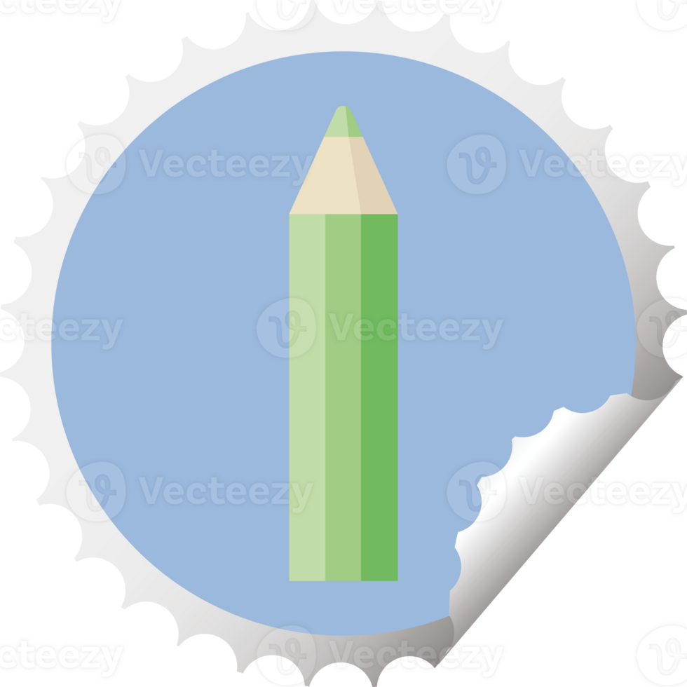 green coloring pencil graphic vector illustration round sticker stamp png