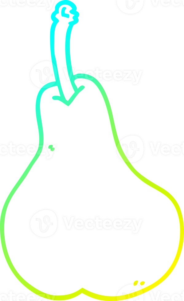 cold gradient line drawing of a cartoon pear png