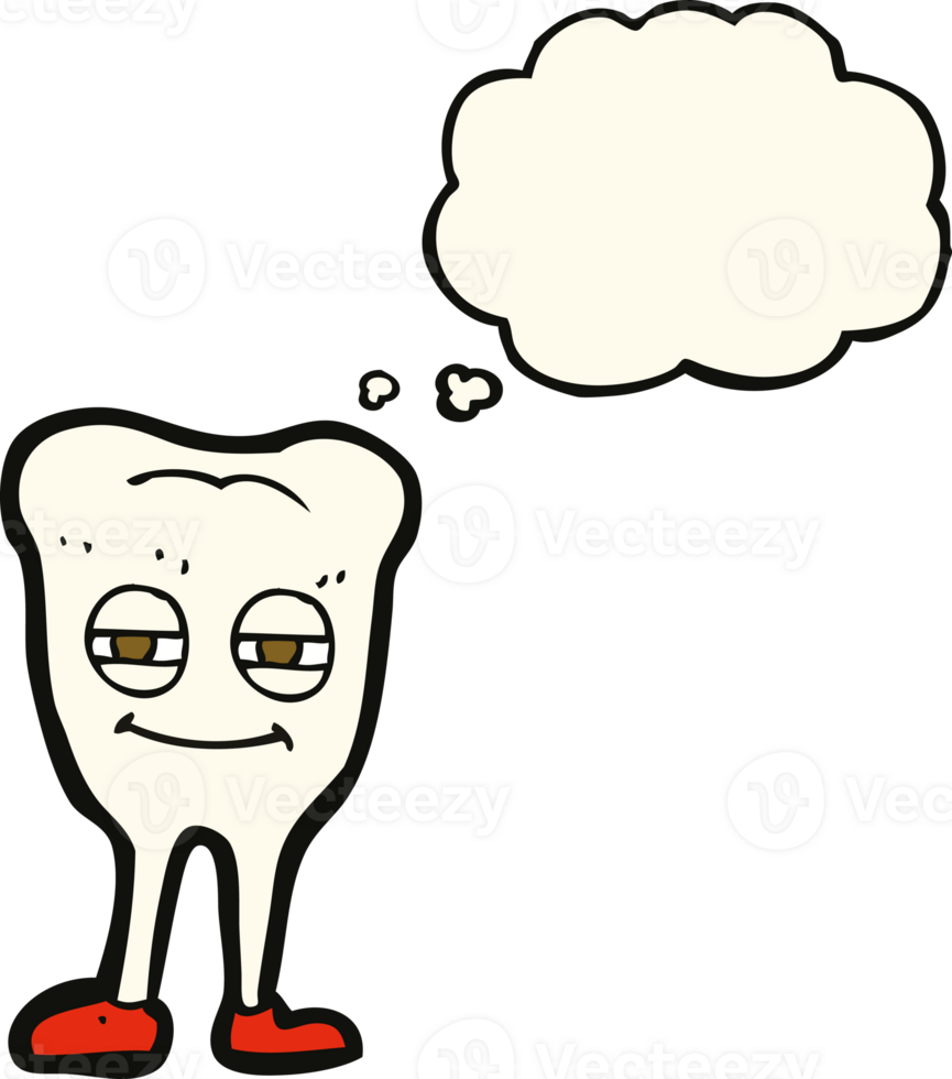 cartoon smiling tooth with thought bubble png