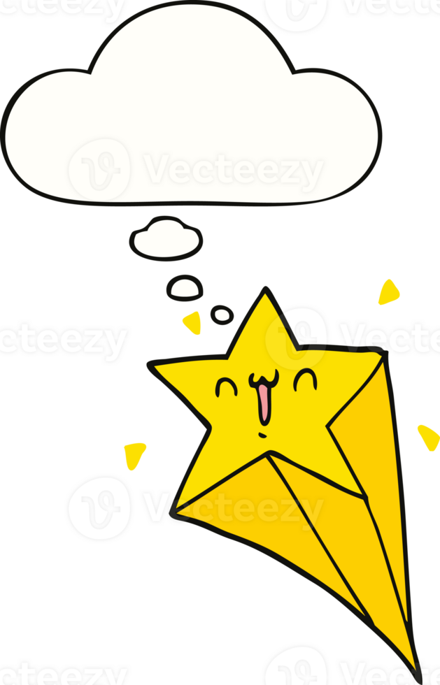 cartoon shooting star with thought bubble png
