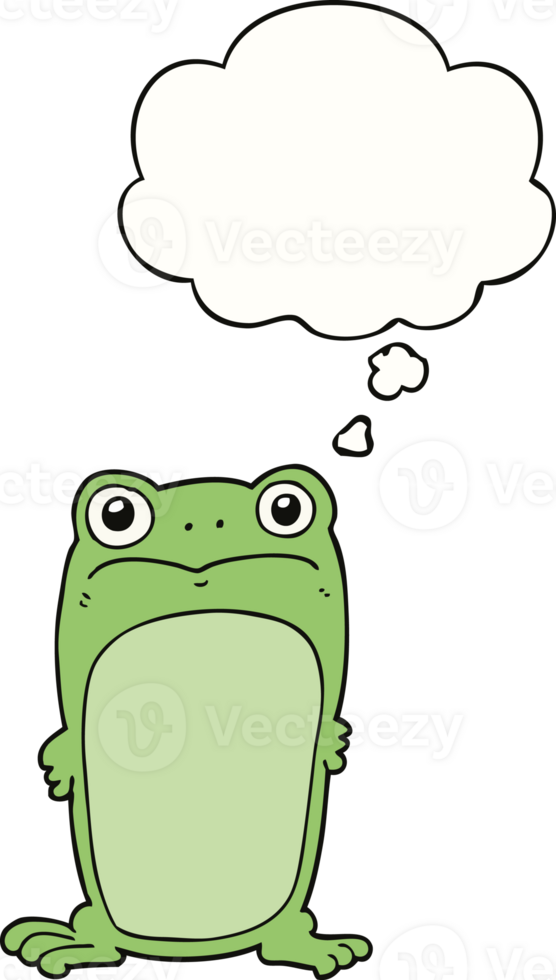 cartoon staring frog with thought bubble png