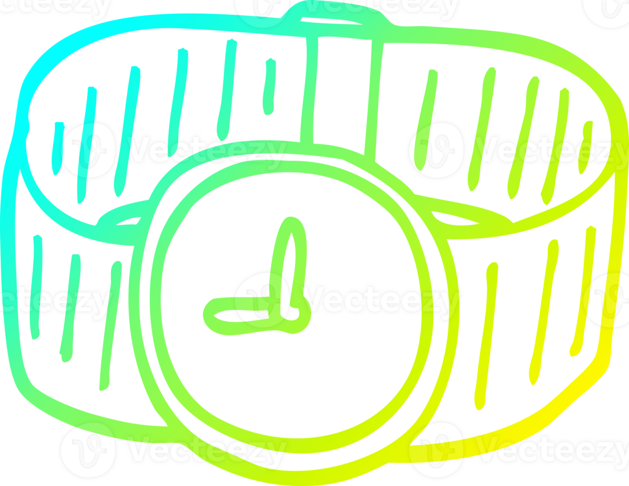 cold gradient line drawing of a cartoon wrist watch png