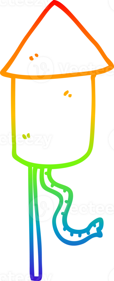 rainbow gradient line drawing of a cartoon firework png