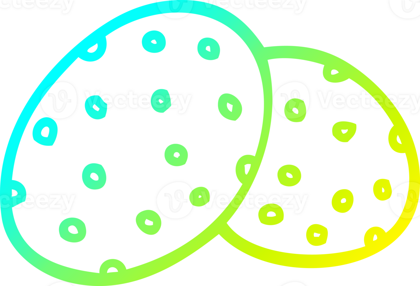 cold gradient line drawing of a cartoon cookies together png