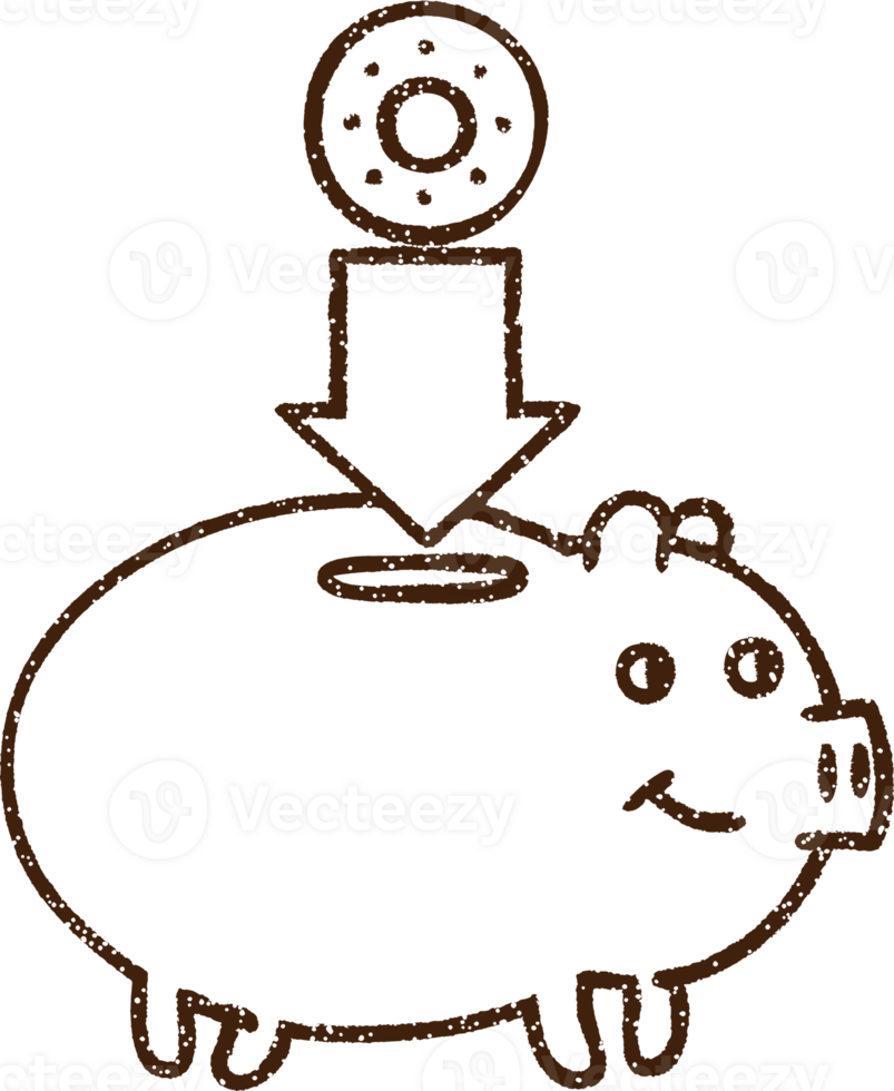 Piggy Bank Charcoal Drawing png