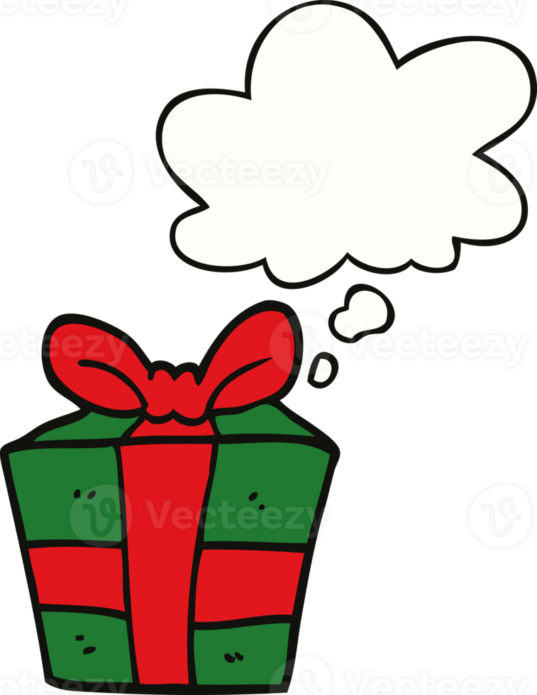 cartoon present with thought bubble png