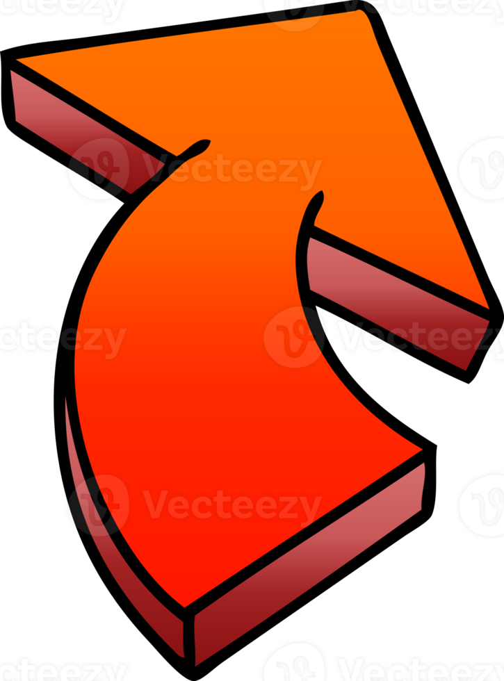 gradient shaded quirky cartoon arrow png