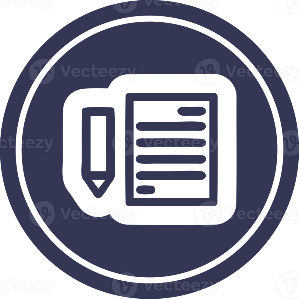 document and pencil circular icon symbol png