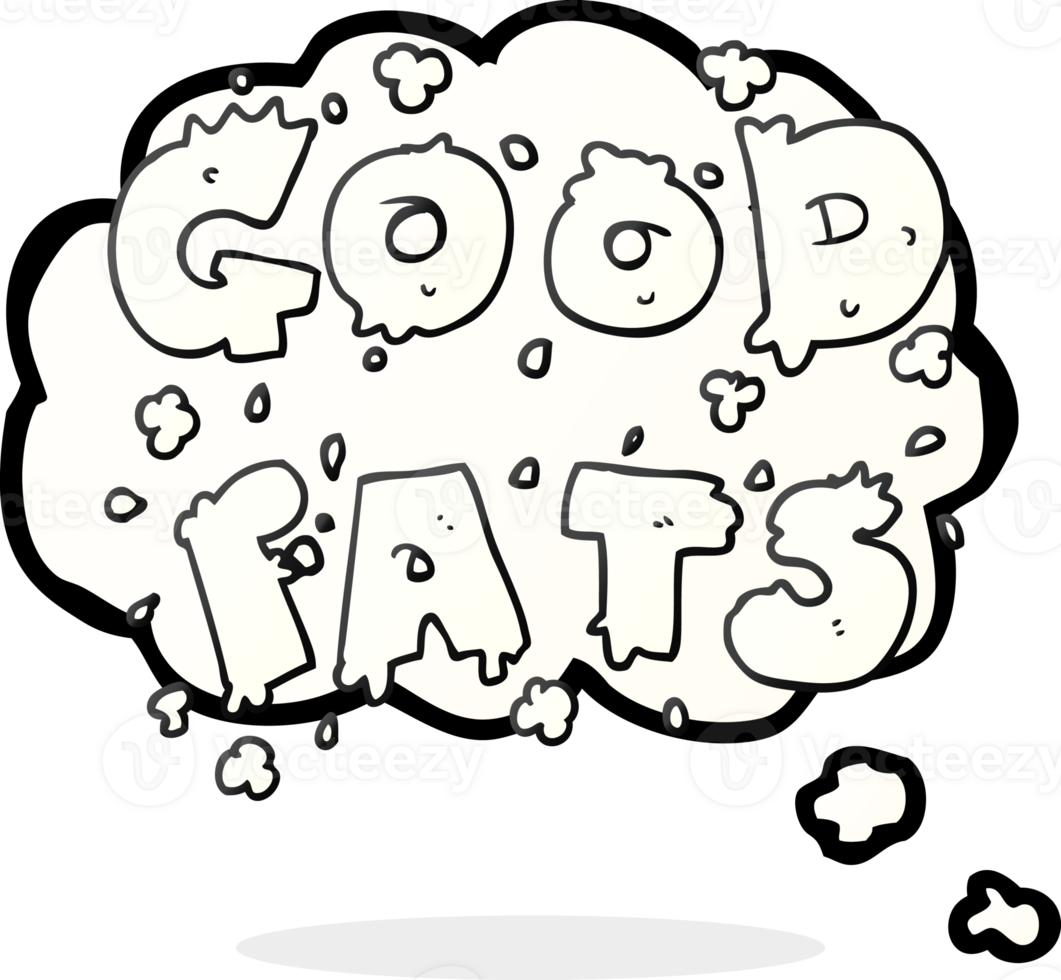 hand drawn thought bubble cartoon good fats sign png