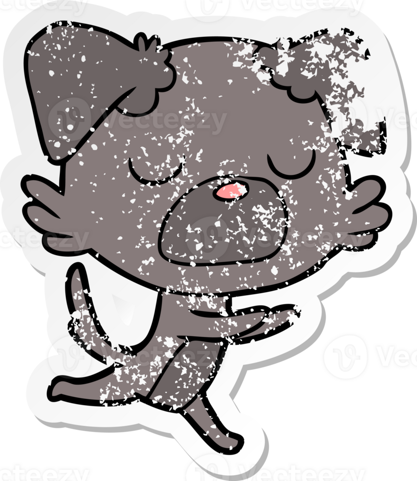 distressed sticker of a cartoon dog png