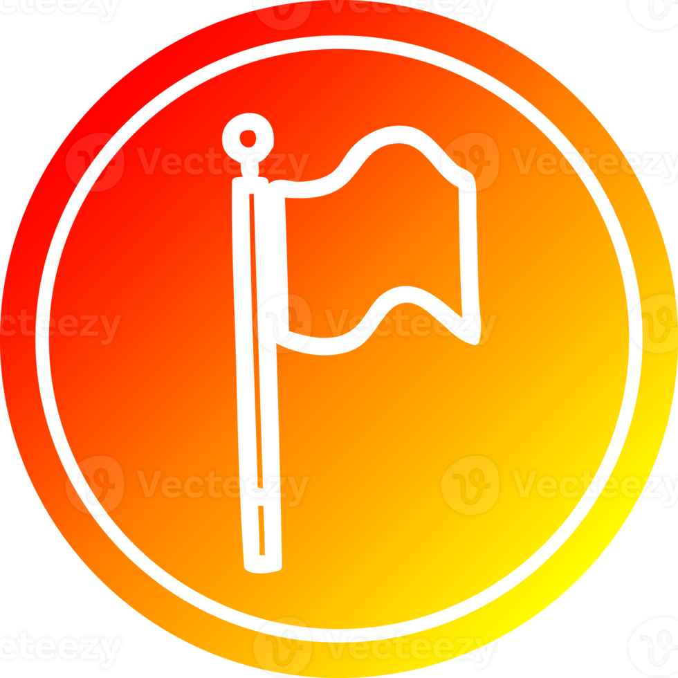 waving flag circular icon with warm gradient finish png