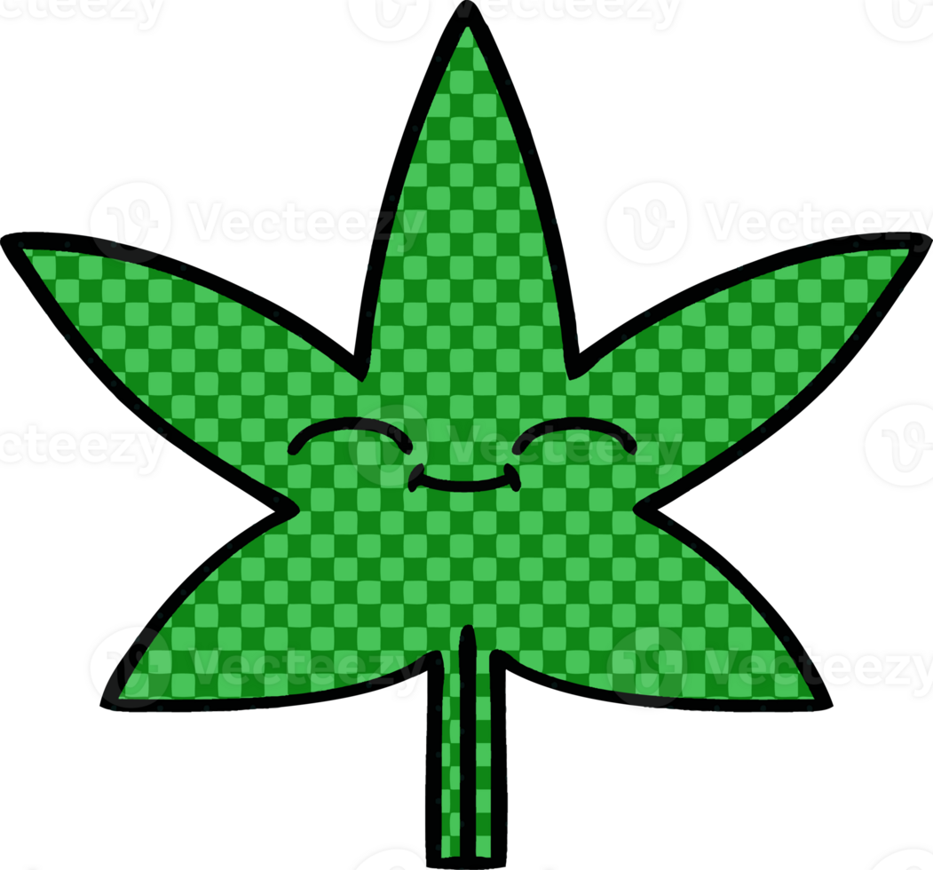 comic book style cartoon of a marijuana leaf png