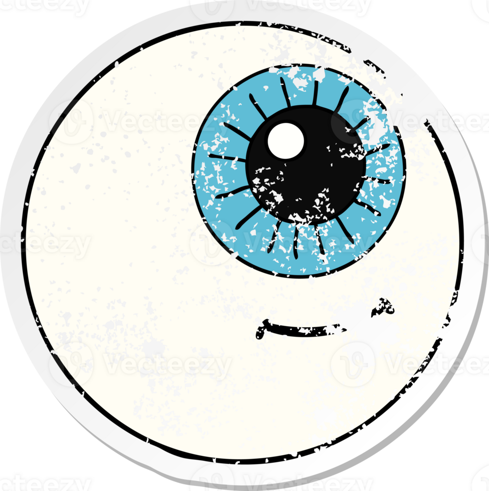 distressed sticker of a cartoon eyeball png