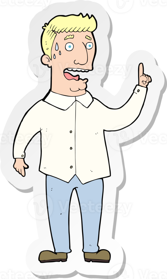 sticker of a cartoon stressed man png