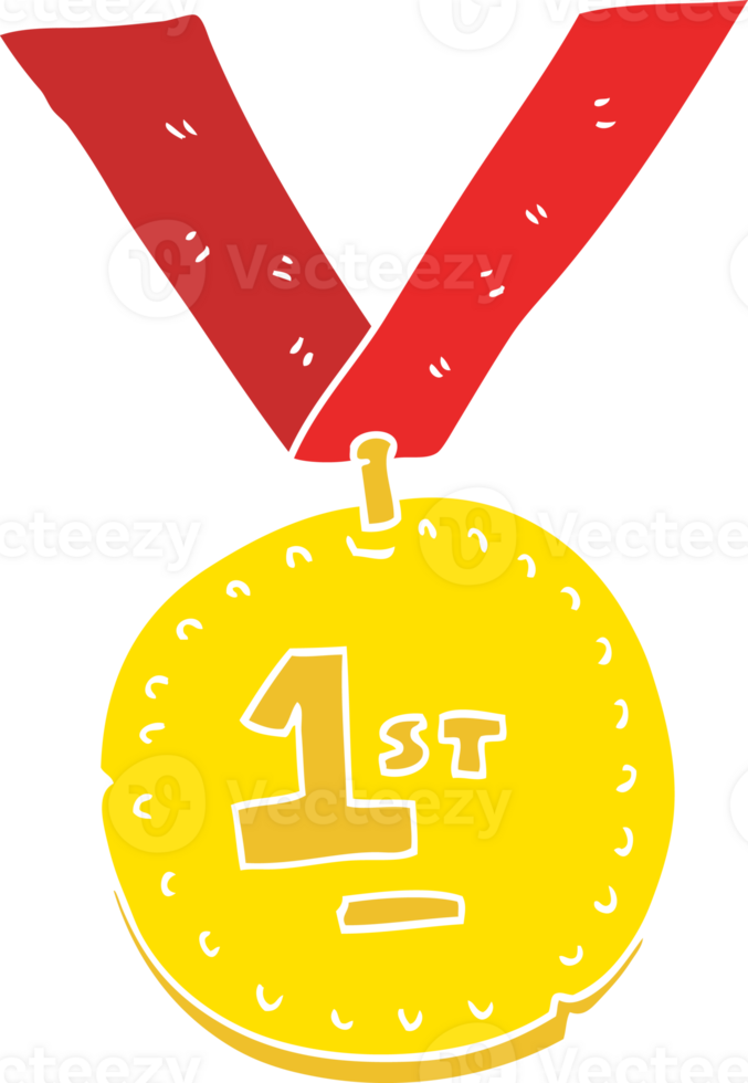 flat color illustration of first place medal png