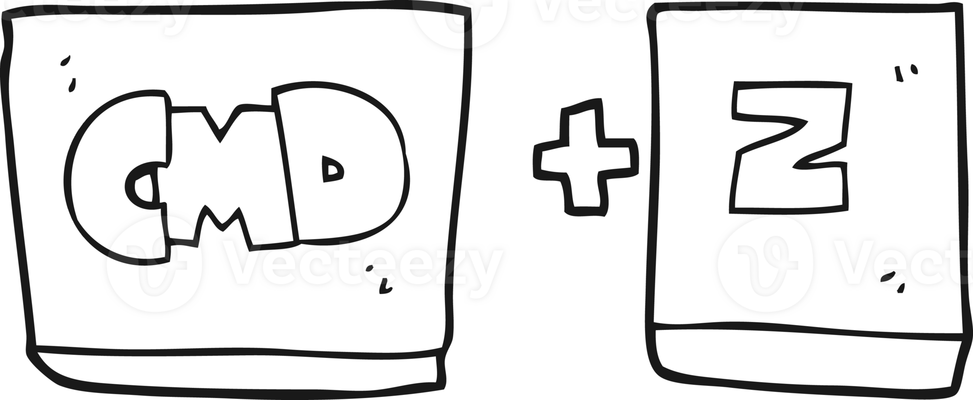 hand drawn black and white cartoon command Z function png