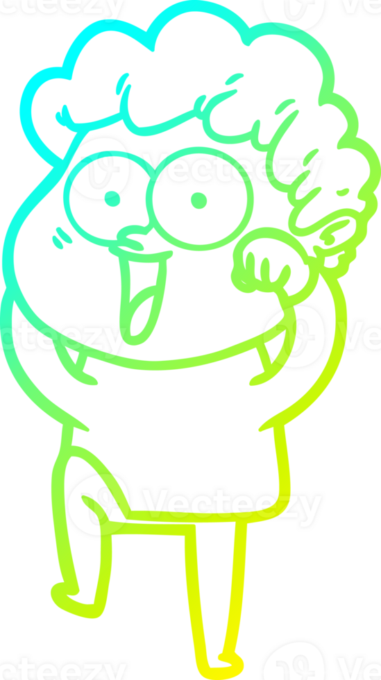 cold gradient line drawing of a cartoon happy man png