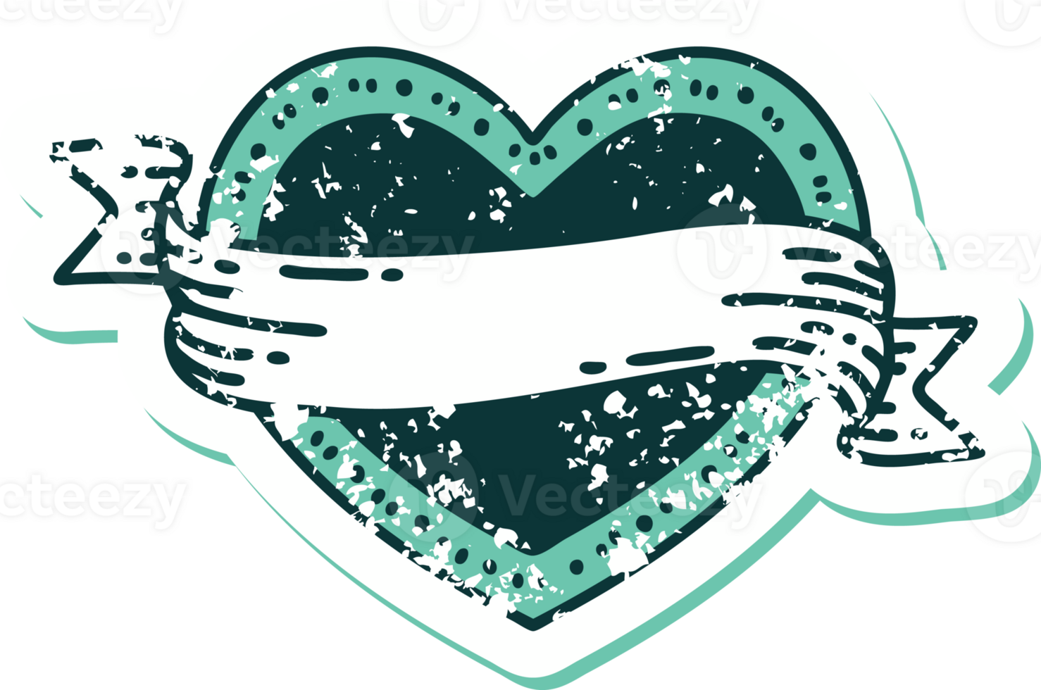 iconic distressed sticker tattoo style image of a heart and banner png