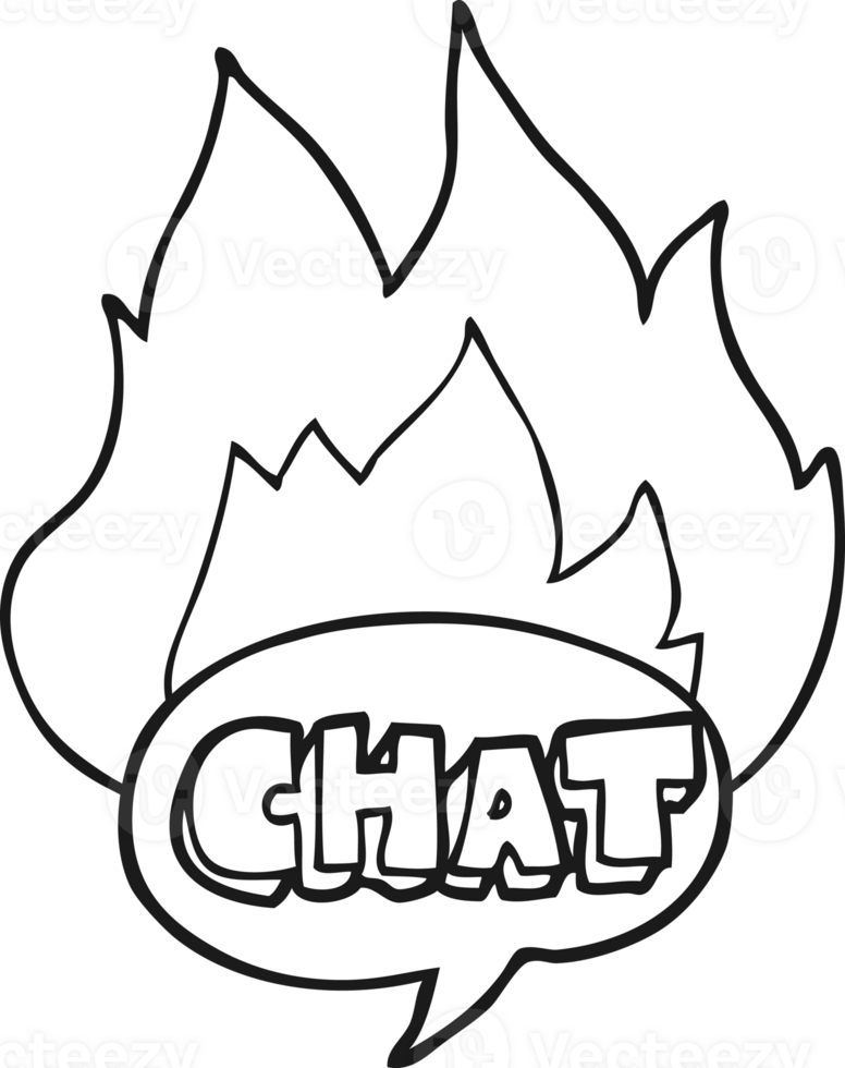 hand drawn black and white cartoon chat symbol png
