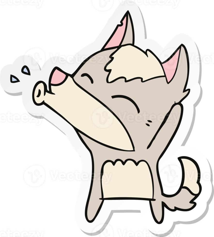 sticker of a howling wolf cartoon png