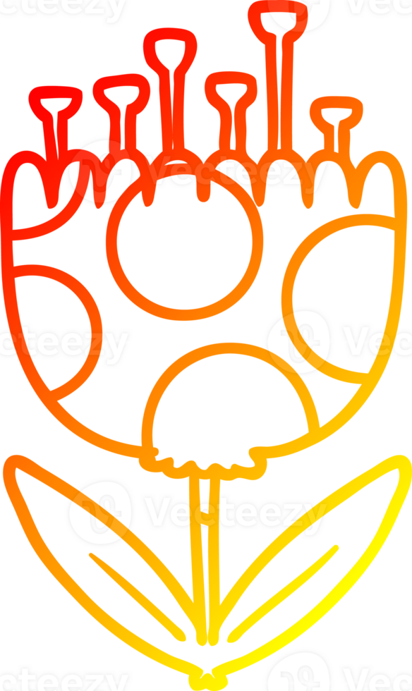 warm gradient line drawing of a cartoon patterned flower png