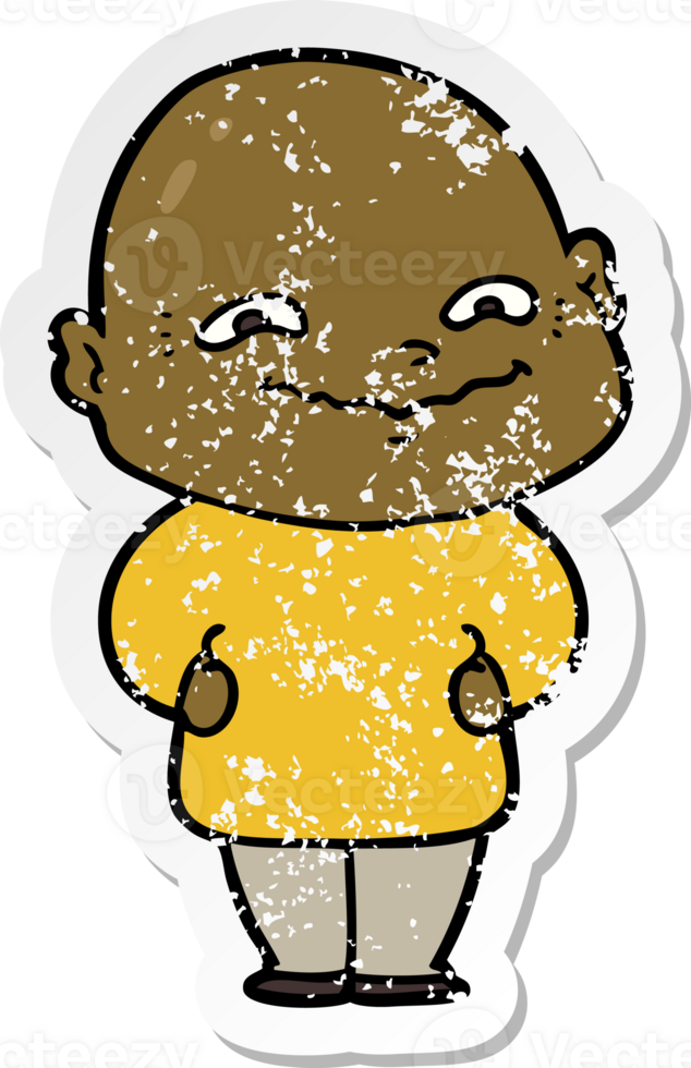distressed sticker of a cartoon creepy guy png