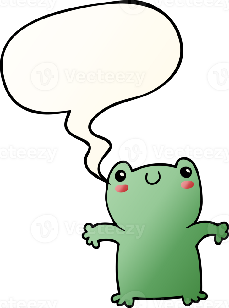 cartoon frog with speech bubble in smooth gradient style png