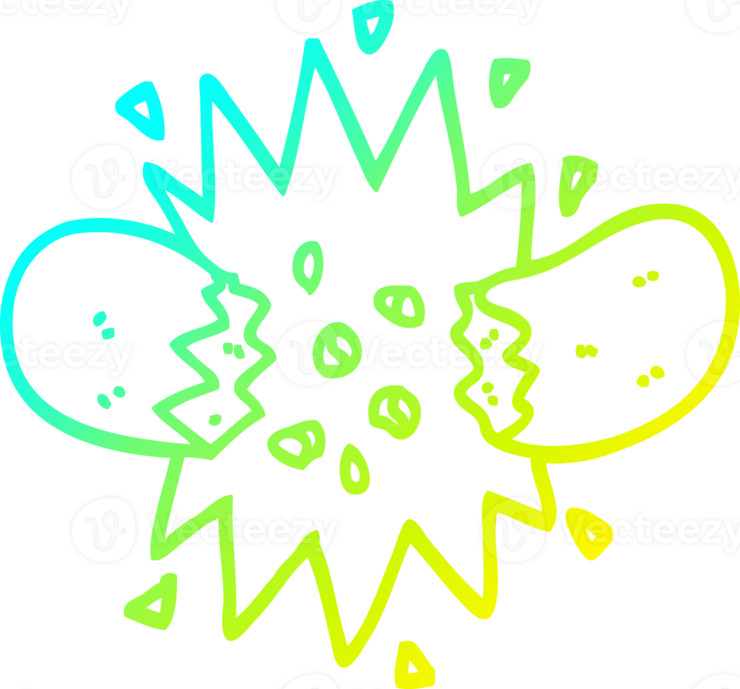 cold gradient line drawing of a cartoon exploding sausage png