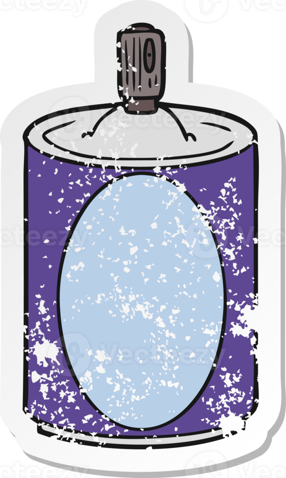 distressed sticker of a cartoon aerosol spray can png