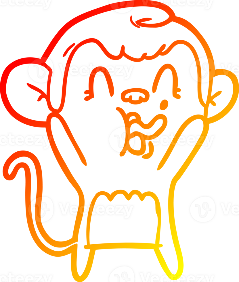 warm gradient line drawing of a crazy cartoon monkey png