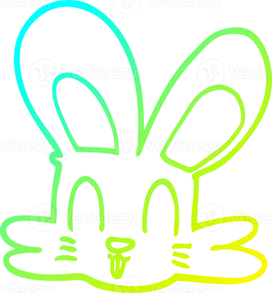 cold gradient line drawing of a cartoon cute bunny png