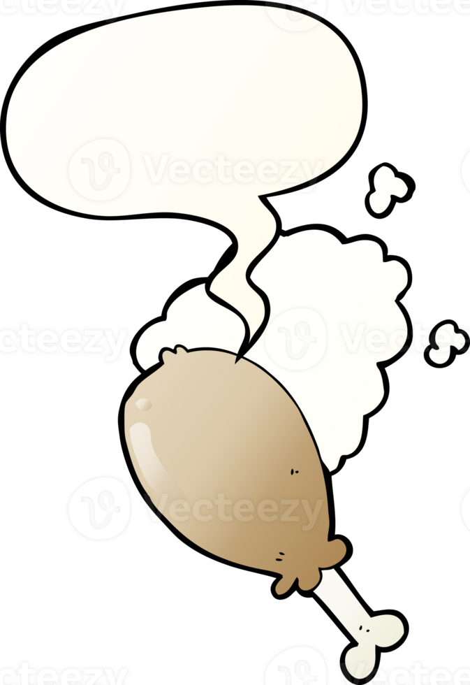 cartoon chicken leg with speech bubble in smooth gradient style png