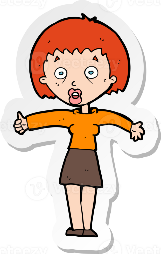 sticker of a cartoon amazed woman png