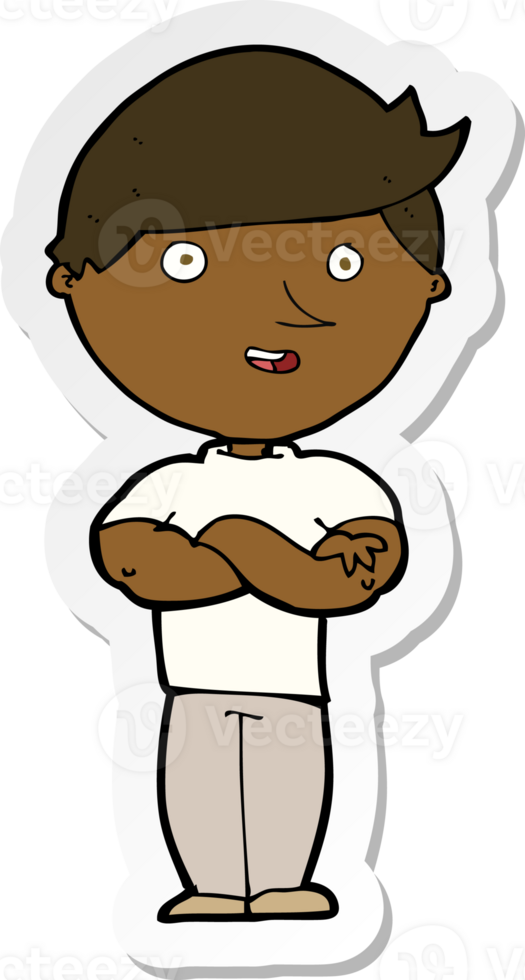 sticker of a cartoon happy man png